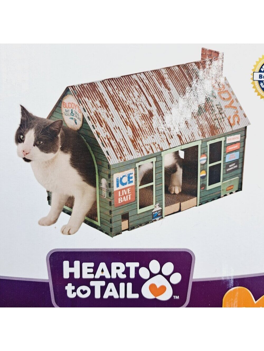 Bait Shop Cat or Small Animal Playhouse with Cardboard Scratching Board - Picture 1 of 6